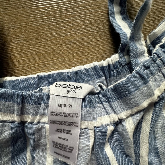 bebe girls m(10-12) Blue and White Striped Jumpsuit - Picture 4 of 9